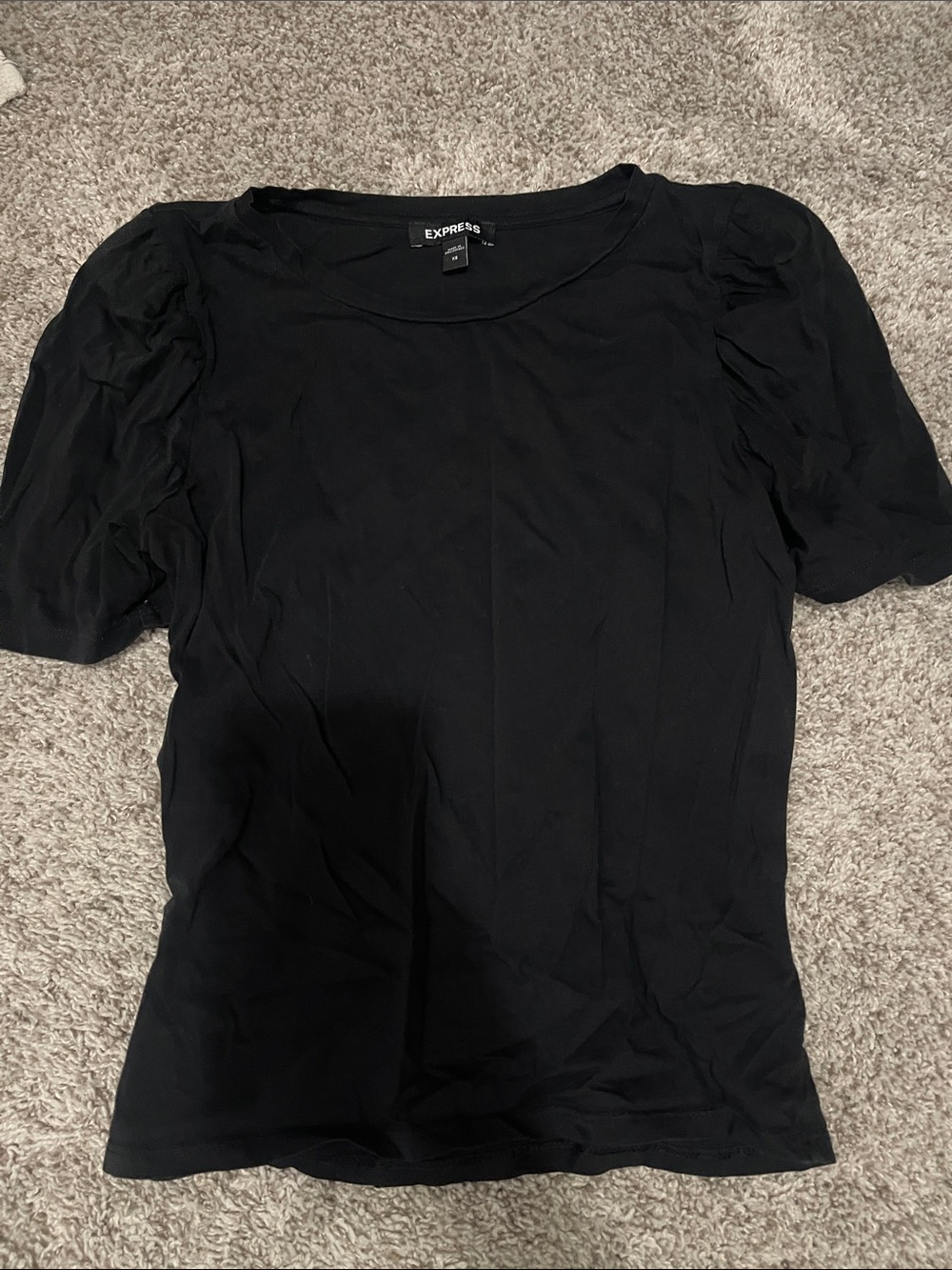 Express Black Puff Sleeve Crewneck Top